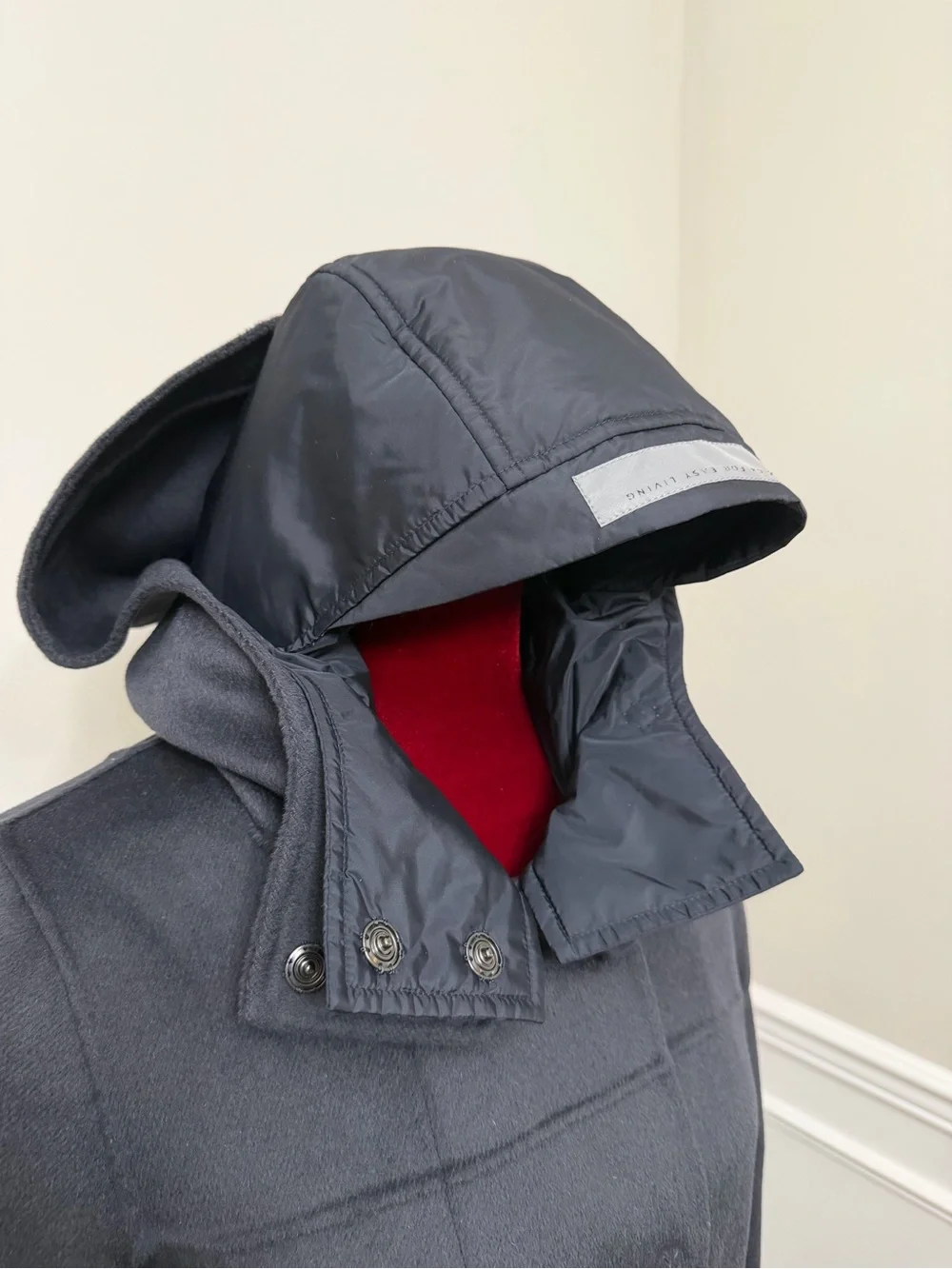 S Max Mara Gray Angora & Virgin Wool Hooded Coat - Hand Sewn - Size US 2